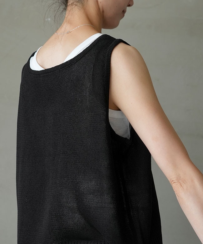 SALE 30%OFF】mizuiro ind(ミズイロインド) linen like crew neck vest