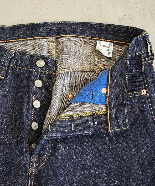 SUGAR CANE(シュガーケーン) 砂糖黍製 14oz. 琉球藍混左綾DENIM メンズ
