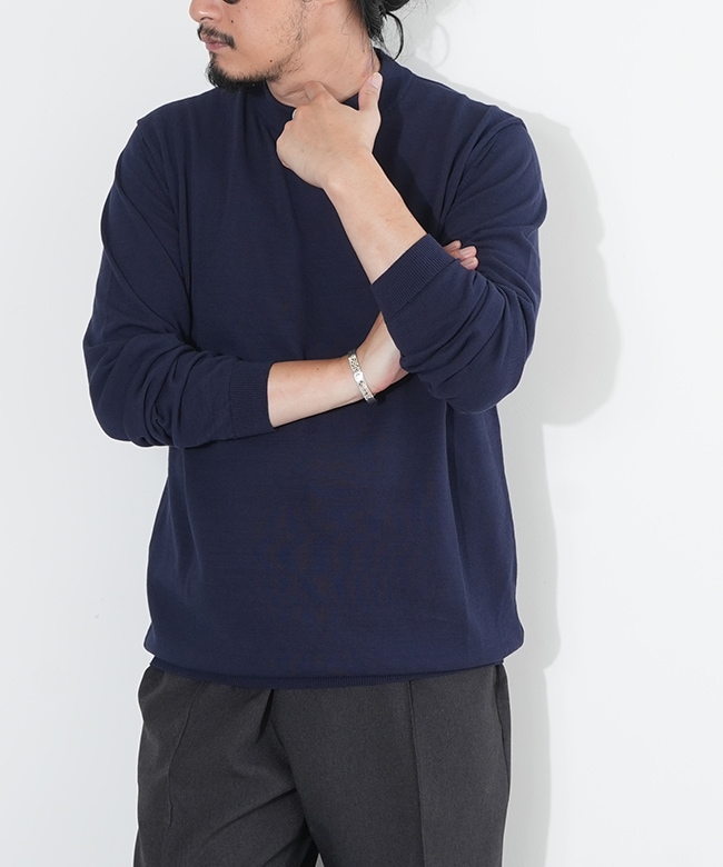 M2310]MOONCASTLE(ムーンキャッスル)ICE COTTON LONG MOCK NECK(アイス