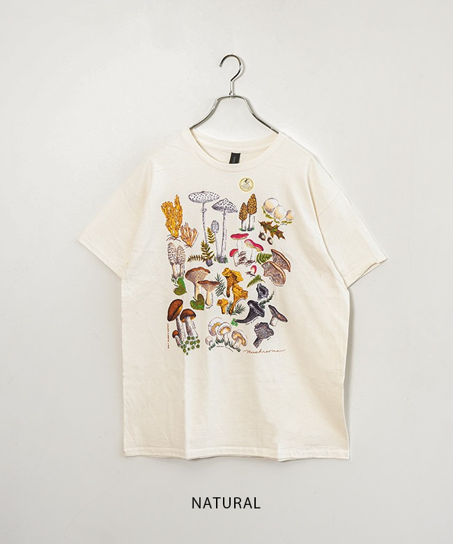 クリーム色 グラフィックTシャツ【専用出品】 y8u]LIBERTY GRAPHICS(リバティグラフィックス) MUSHROOMS T