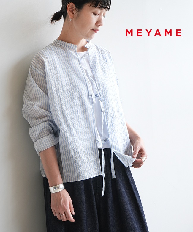 MEYAME(メヤメ)LIGHT COTTON STRIPE BLOUSE ライトコットンストライプ 