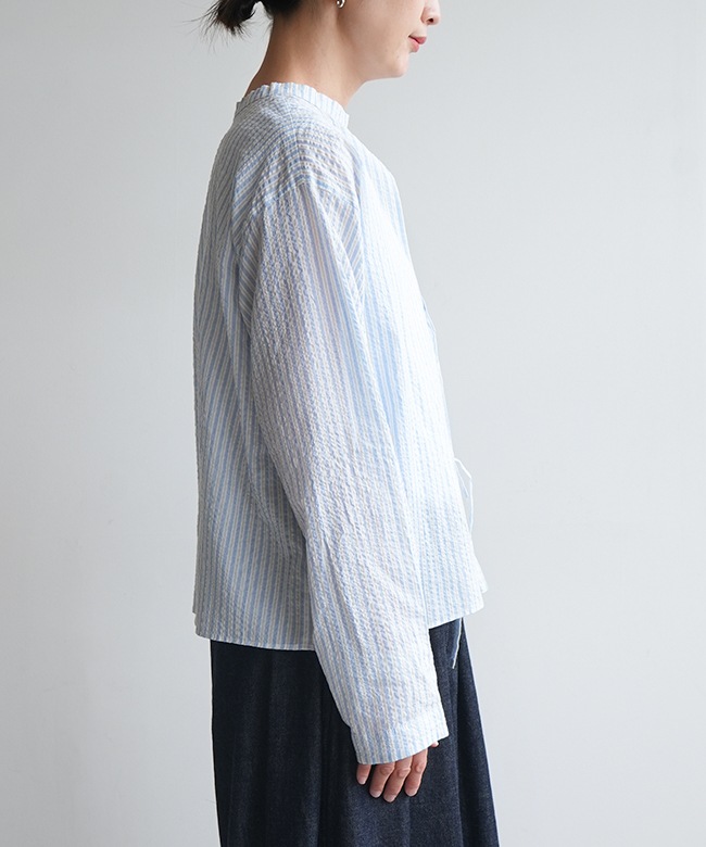 MEYAME(メヤメ)LIGHT COTTON STRIPE BLOUSE ライトコットンストライプ