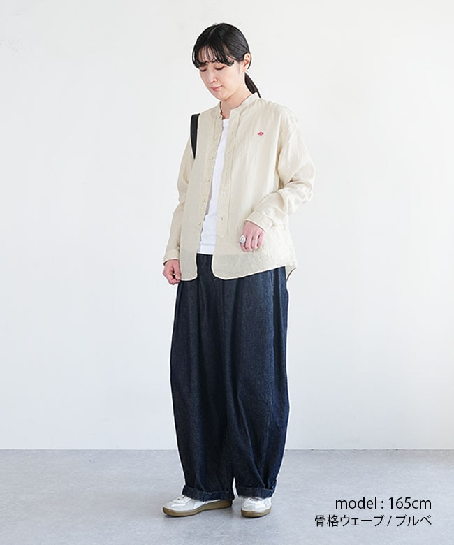 ◇DANTON(ダントン) リネンクロスバンドカラーシャツ レディース