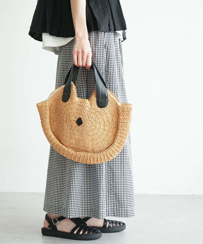 CLEDRAN ハンドバッグ 保存袋付き】CLEDRAN(クレドランHAND＆WORK PAPER WIDE CIRCLE BAG