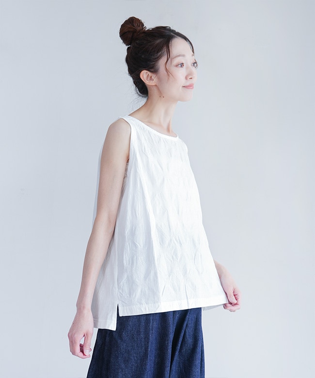 NATURAL LAUNDRY(ナチュラルランドリー) Dドットノースリーブトップス
