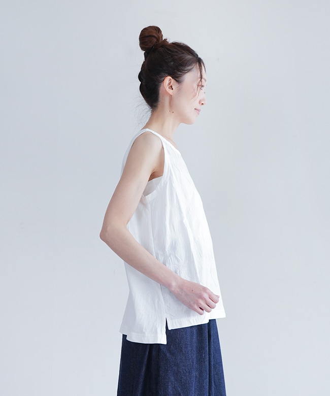 【専用出品】プリスティン　リネンコットンプレーティング　ノースリーブ　トップス NATURAL LAUNDRY(ナチュラルランドリー) Dドットノースリーブトップス