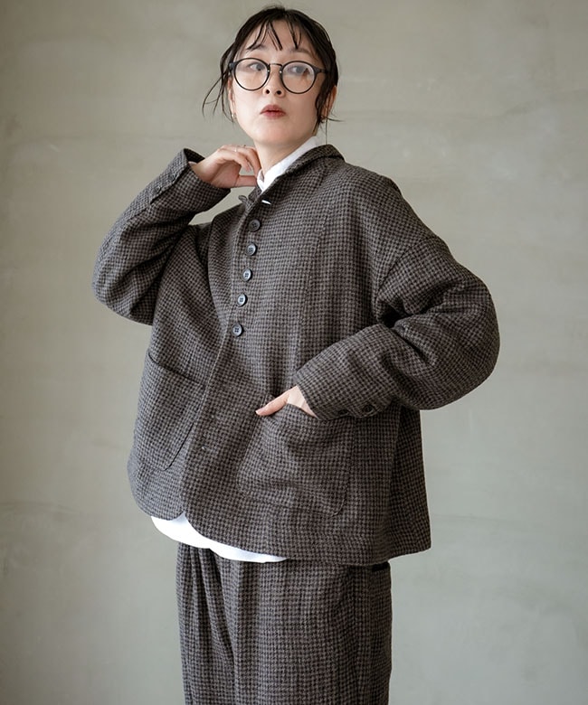 ICHI Antiquites(イチアンティークス)ウールガーゼ 千鳥格子