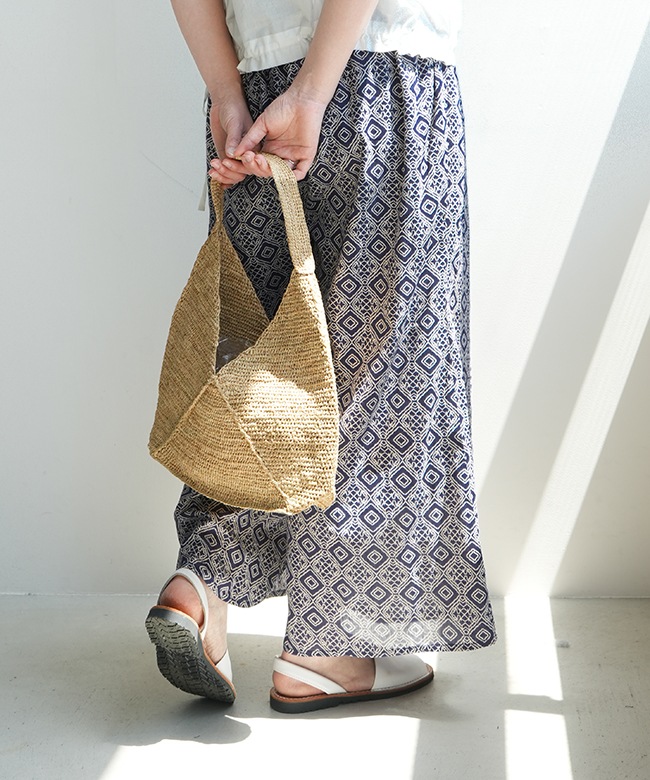 33-0344X]Brocante(ブロカント) インドプリント ピエロパンツ