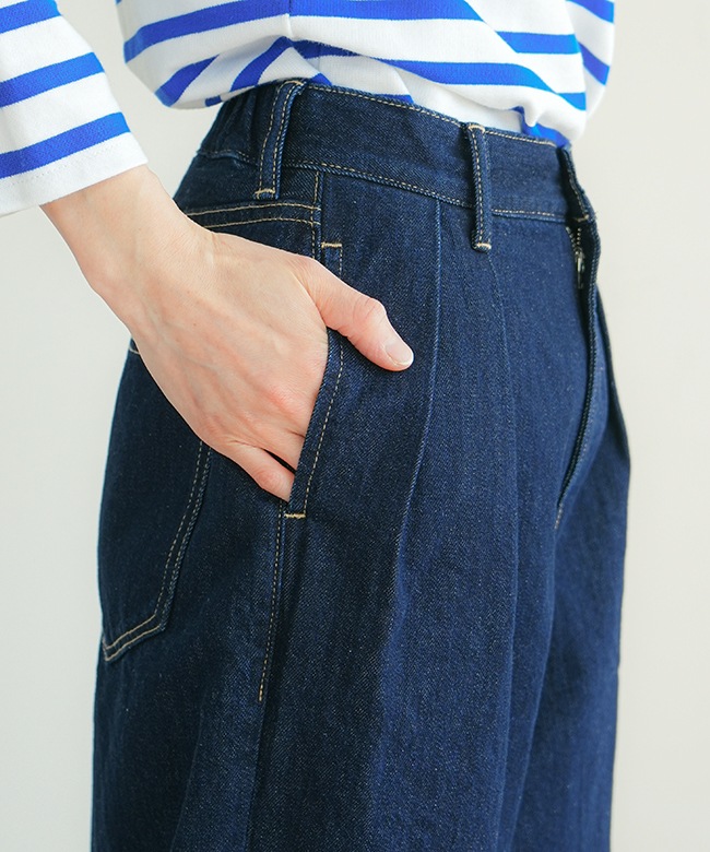 ◇SOLAMONAT(ソラモナ) デニムタックパンツ モナパン レディース