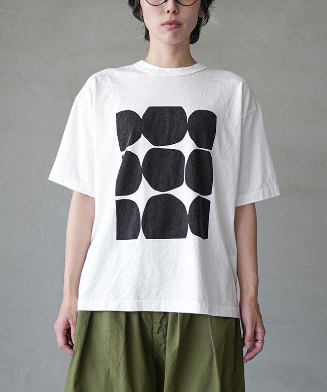 prit(プリット) 18/1空紡度詰天竺 フレームドットプリントTシャツ