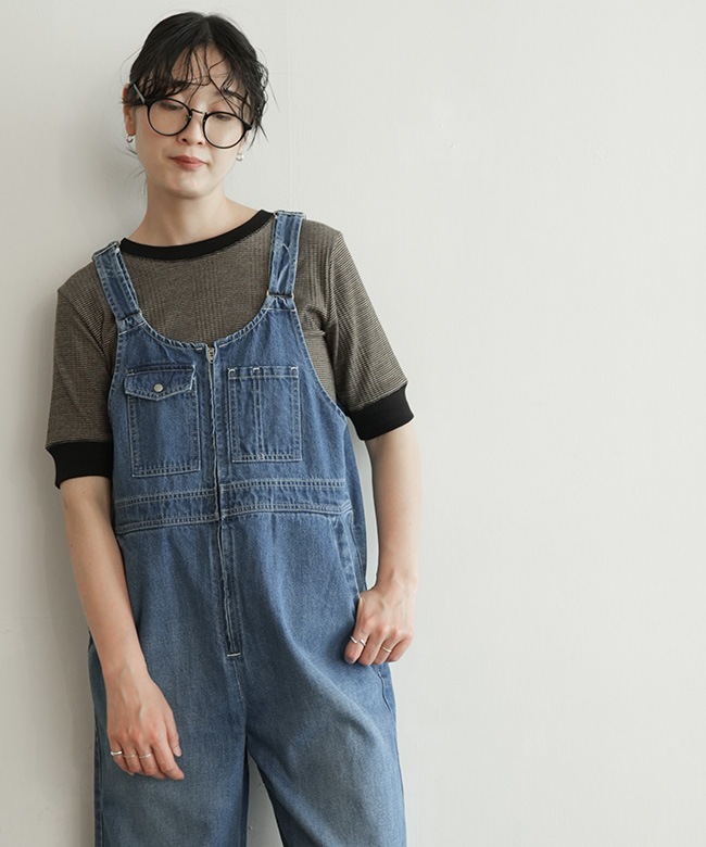 JOHNBULL(ジョンブル) デニムサスペンダーオーバーパンツ レディース