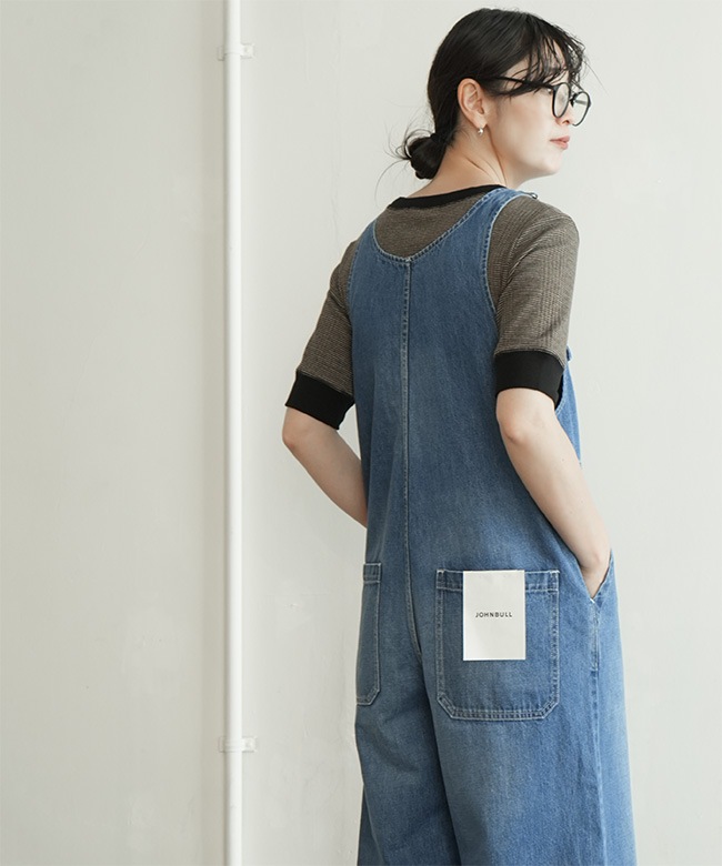 JOHNBULL(ジョンブル) デニムサスペンダーオーバーパンツ レディース