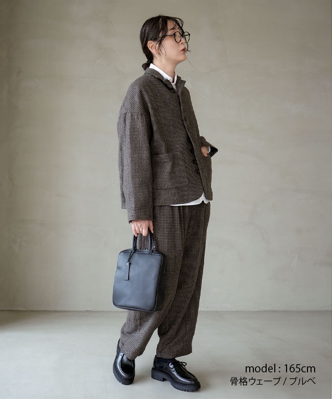 ICHI Antiquites(イチアンティークス)ウールガーゼ 千鳥格子 パンツ