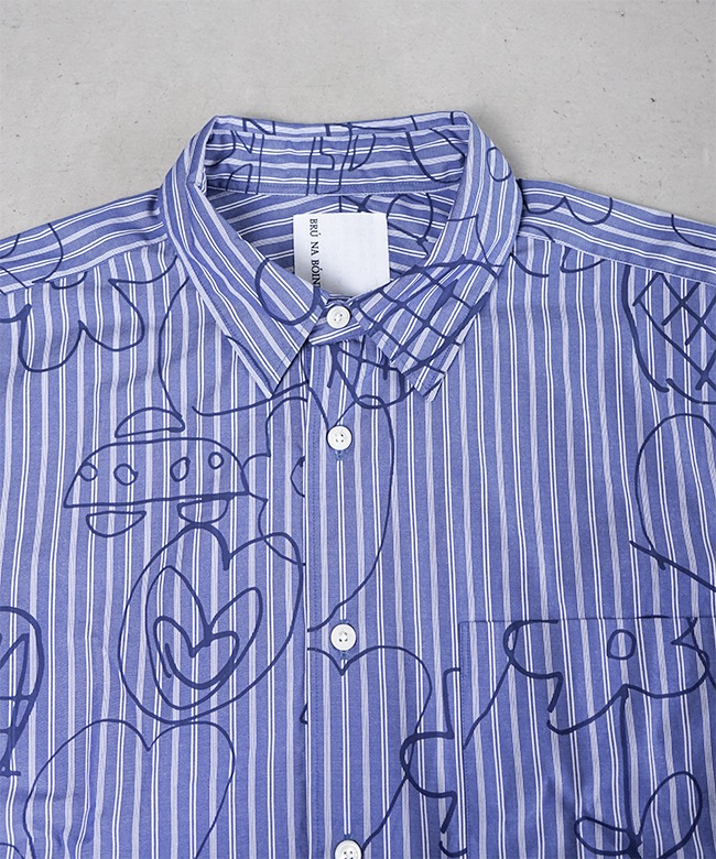 BRU NA BOINNE ブルーナボイン　シャインシャツ　L ライトブルー BRU NA BOINNE ブルーナボイン シャインシャツ L ライトブルー