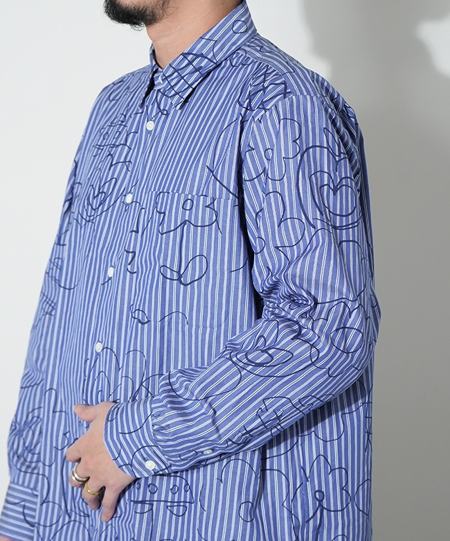 BRU NA BOINNE(ブルーナボイン) ストライプルーラブーラシャツ