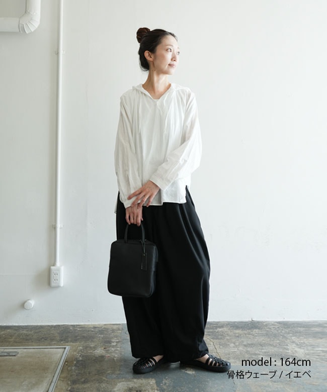 mizuiro ind(ミズイロインド)hooded gather neck shirt フーデッド