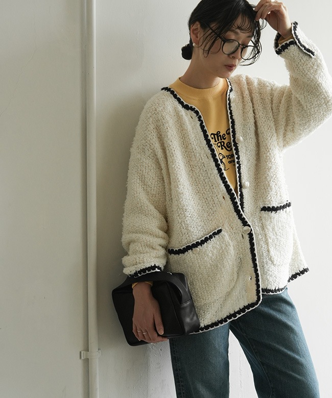 THE SHINZONE(ザ シンゾーン) TWEED KNIT CARDIGAN ツイードニット