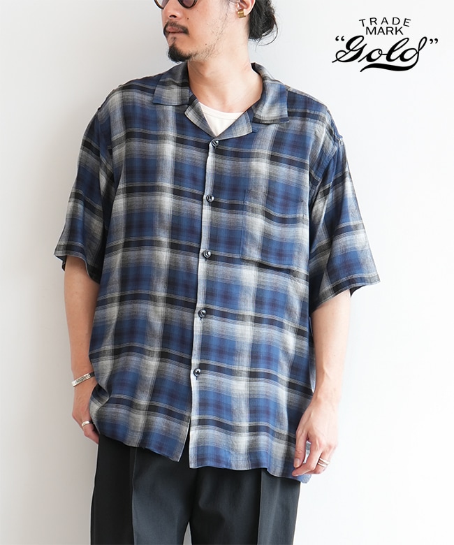 gold[ゴールド] Rayon Check S/S Open Shirt GOLD / ゴールド ： RAYON CHECK S/S OPEN SHIRT 25A-GL39436