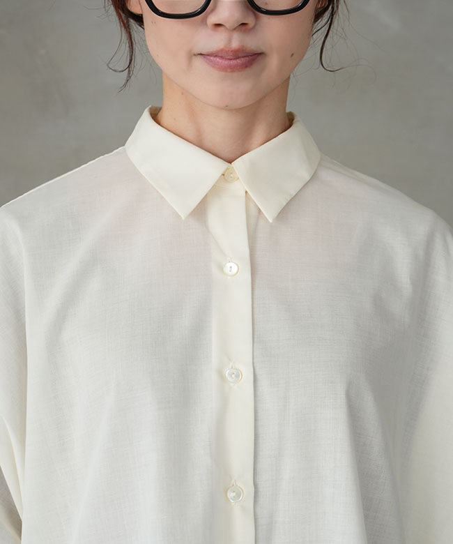 1-230162]mizuiro ind(ミズイロインド) T/Cシアーワイドシャツ