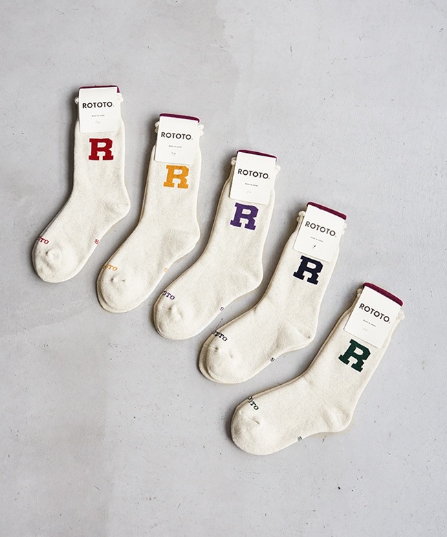 R1552]ROTOTO(ロトト)RAFFY SWEAT SOCKS ”R LOGO” ラフィスウェット