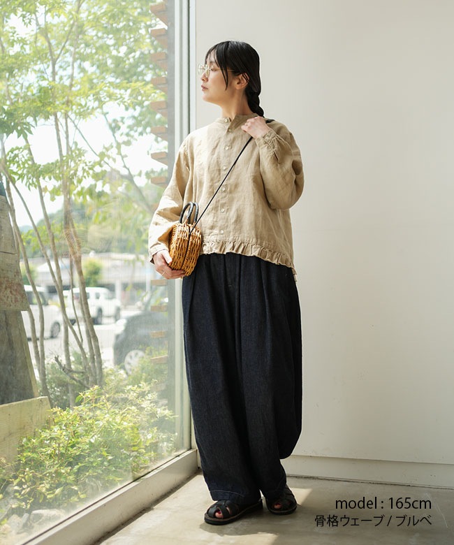 SALE 10%OFF】grin(グリン)40リネン 裾フリル羽織りシャツ レディース