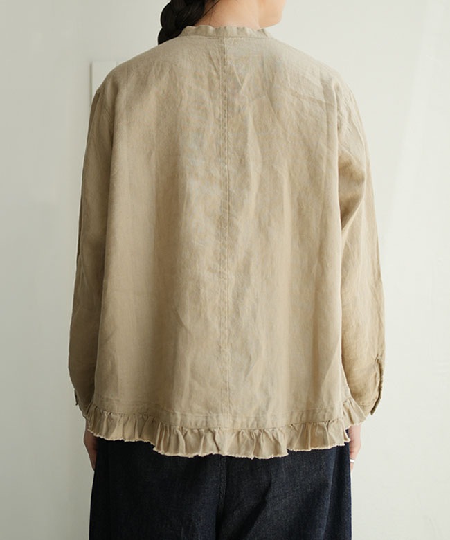 SALE 10%OFF】grin(グリン)40リネン 裾フリル羽織りシャツ レディース