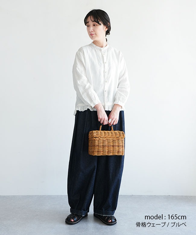 grin(グリン)40リネン 裾フリル羽織りシャツ レディース トップス