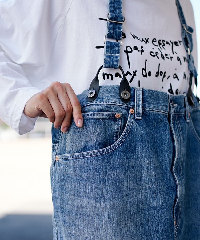 Rhodolirion(ロドリリオン) 5Pockets Suspender Pant - Denim 5
