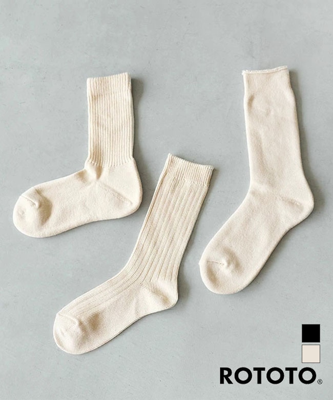 R1123] ROTOTO (ロトト) ORGANIC DAILY 3 PACK CREW SOCKS