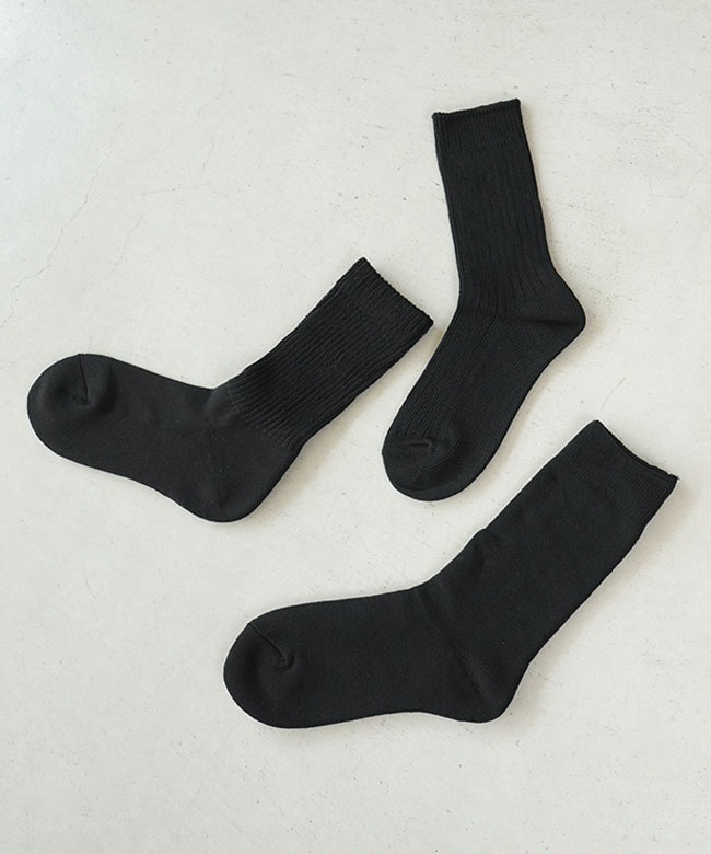 R1123] ROTOTO (ロトト) ORGANIC DAILY 3 PACK CREW SOCKS