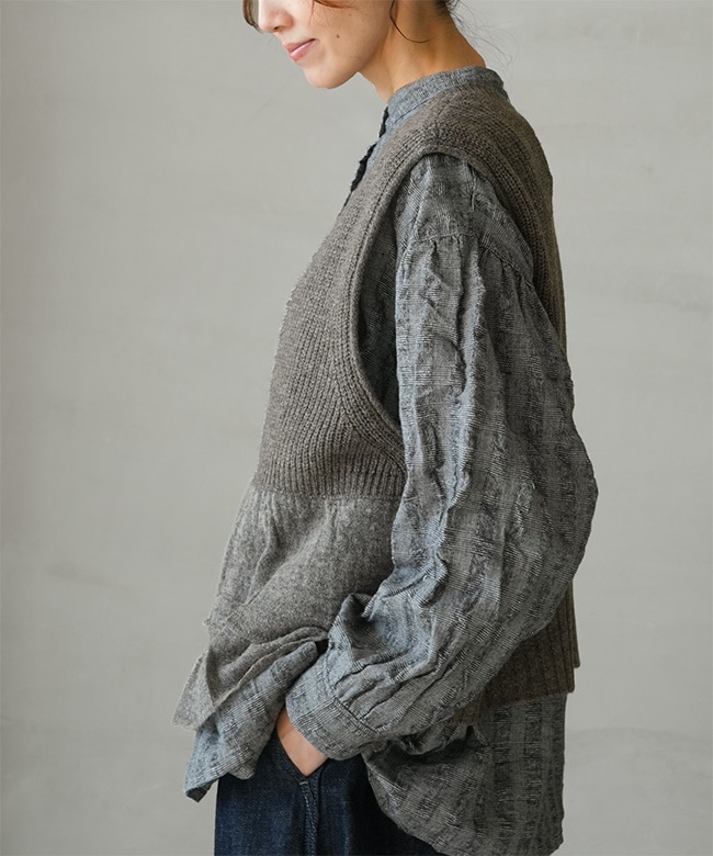 SALE 30%OFF】tumugu(ツムグ) メリノウール×アルパカ 2wayベスト