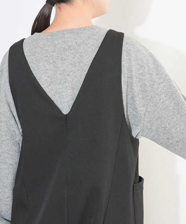St.cecilia Vネックサロペット　グレー SALE 20%OFF】CYNICAL(シニカル) 裏起毛Vネックサロペット セール [552