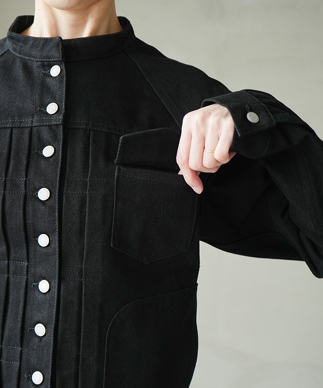 【極美品】 大人気　si-si-si Comfort ブラックデニムジャケット si-si-si comfort(スースースーコンフォート) 別注 BASIC DENIM JACKET