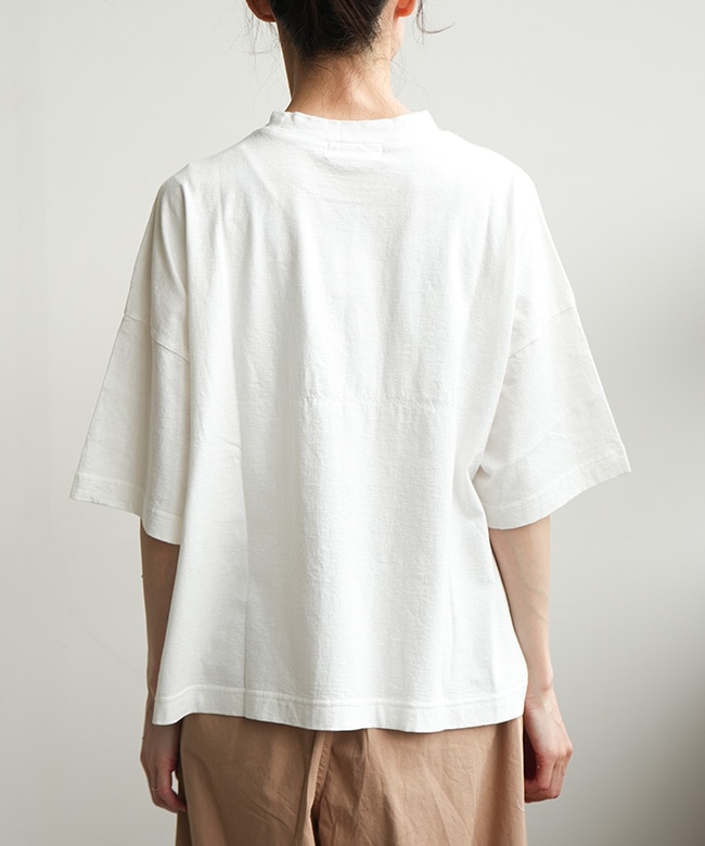 tumugu(ツムグ)ラフィ天竺 プリントT-IT'S A NEW DAY-ロゴTシャツ プル