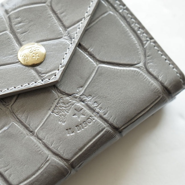 良品 ✨️ IL BISONTE がま口 二つ折り財布 グレージュ IL BISONTE イルビゾンテ 財布 二つ折り がま口 小銭入れ付き