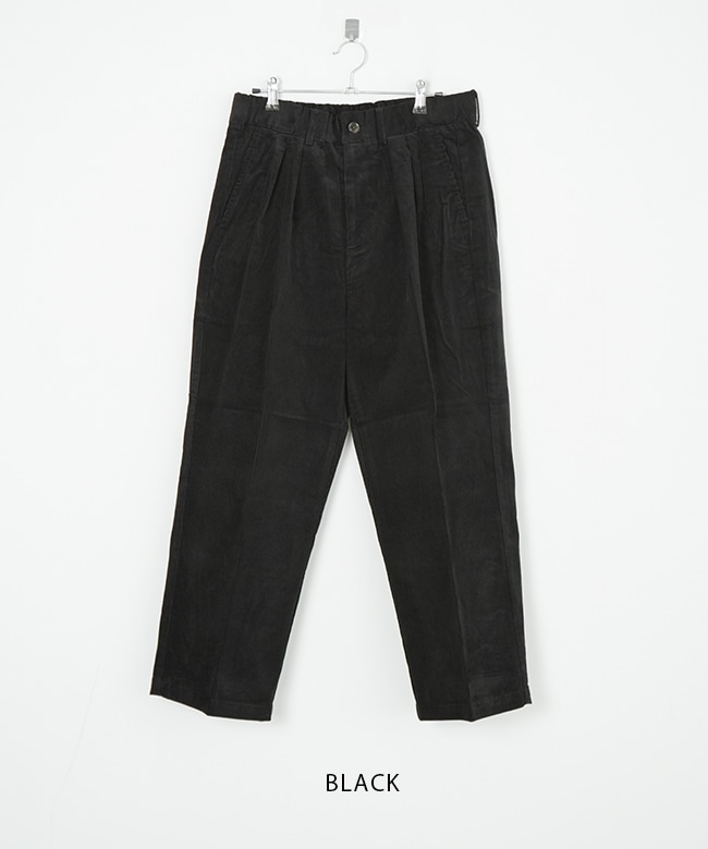 【良シルエット】ワイド ロング 2タック ショーツ BLACK 良シルエット】ワイド ロング 2タック ショーツ BLACK