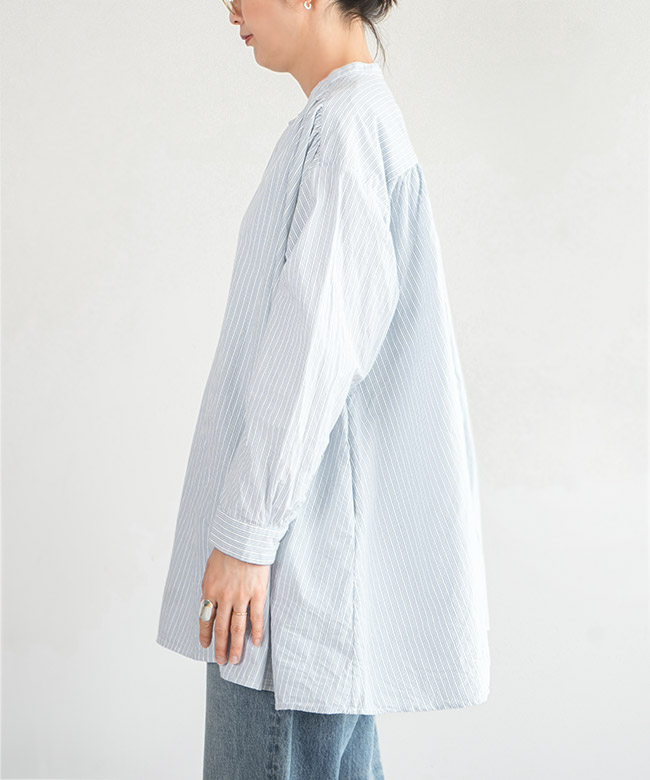 美品 ヴェリテクール オーバーサイズ スタンドカラー プルオーバー シャツ 白 ST-190]Veritecoeur(ヴェリテクール) プルオーバーシャツ