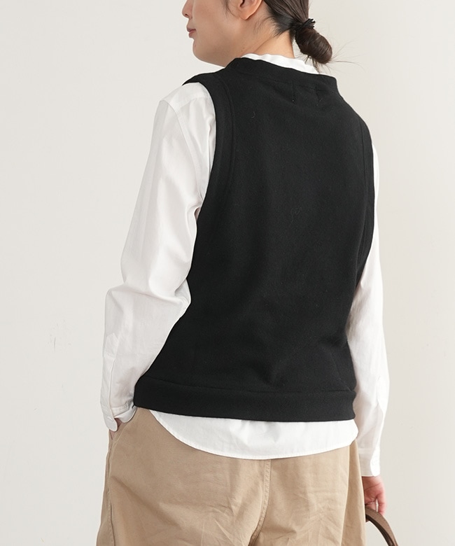 SA-36210] sabbatum(サバタム) 紡毛カシュクール風ベスト レディース