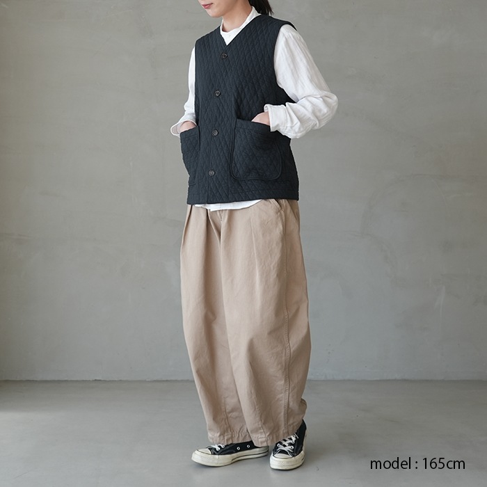 R17611]RINEN(リネン)30/1オーガニック天竺ダイヤキルティング ベスト