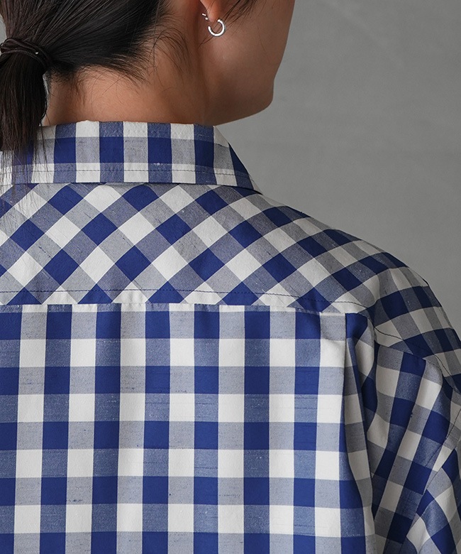 SHRIMPS Antoon gingham check blouse 定価52900円 ギンガムチェック 10 ブラウス シャツ ネイビー ホワイト シュリンプス【中古】4-0227M♪ THE SHINZONE(ザ・シンゾーン)GINGHAM CHECK SHIRT ギンガムチェック