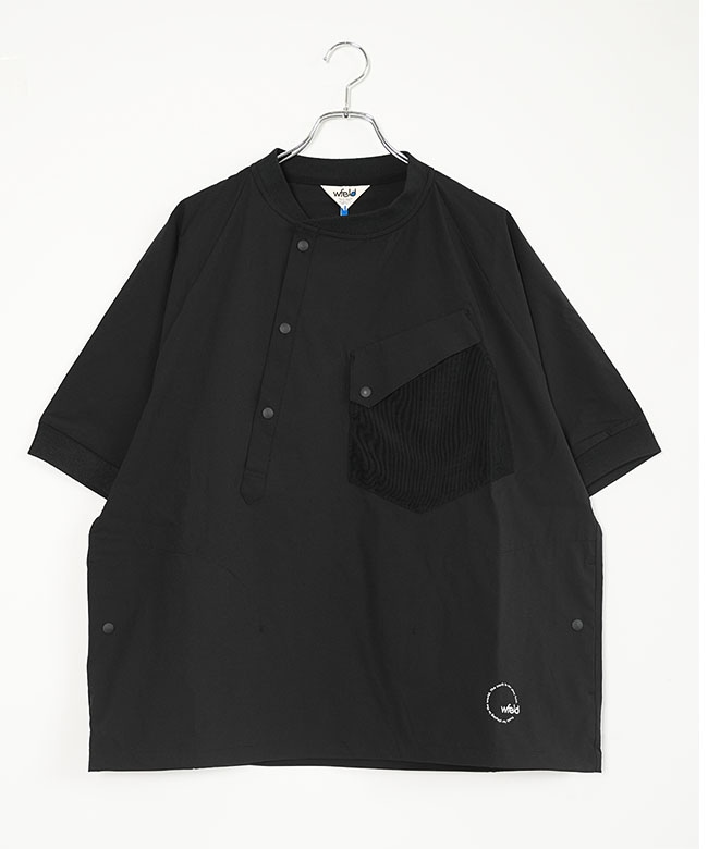 wfeld(フェルド) Asym Grid Henley Neck Shirt アシンメトリー