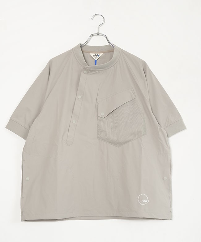 wfeld(フェルド) Asym Grid Henley Neck Shirt アシンメトリー