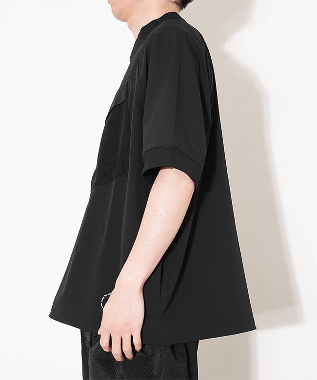 wfeld(フェルド) Asym Grid Henley Neck Shirt アシンメトリー