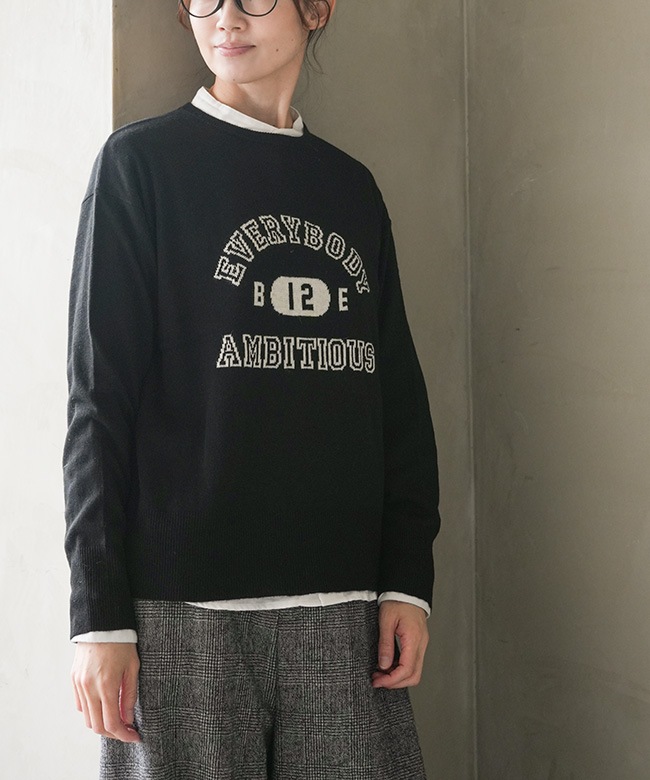 551116]mao made(マオメイド) カシミヤブレンド カレッジロゴ