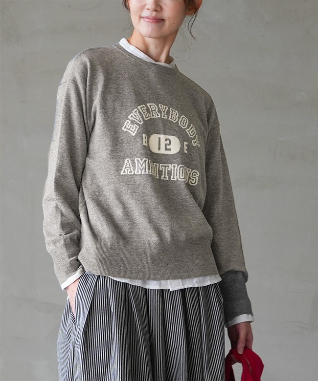 551116]mao made(マオメイド) カシミヤブレンド カレッジロゴ