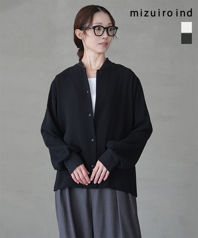 4-230056]mizuiro ind(ミズイロインド) blouson like shirt ブルゾン