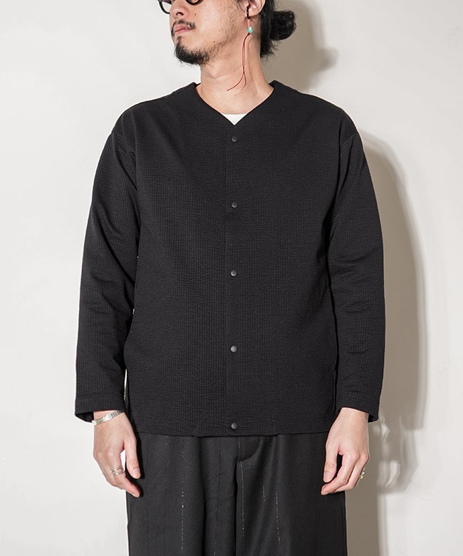 Curly&Co.(カーリー) SEERSUCKER SNAP BUTTON CARDIGAN シアサッカー