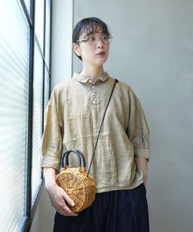 Brocante(ブロカント) リネンキャンバスバロンシャツ レディース