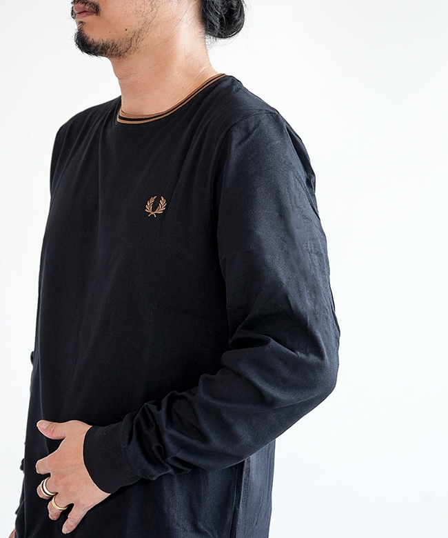 【美品】FRED PERRYフレッドペリー ロンT ネイビー FRED PERRY tシャツ Twin Tipped Long Sleeve T-Shirt／フレッド