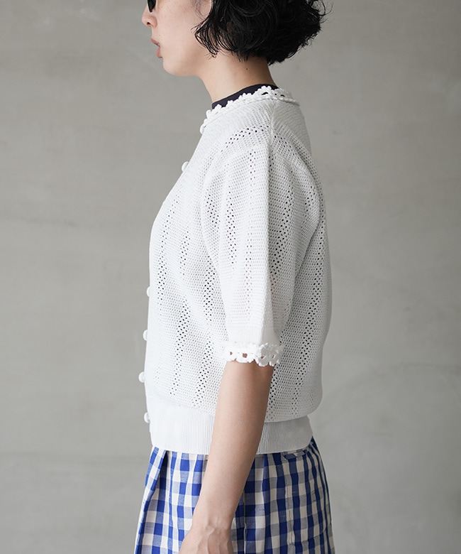 THE SHINZONE(ザ シンゾーン) MESH LACE KNIT CARDIGAN メッシュレース